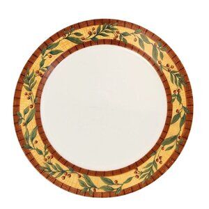 Corelle By Corning Dinner Plate Spiceberry Pattern Green & Brown Trim 10.25" Mic